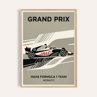 Modern Racing Car Poster showing side view of stylized race car with number 20 and dynamic background