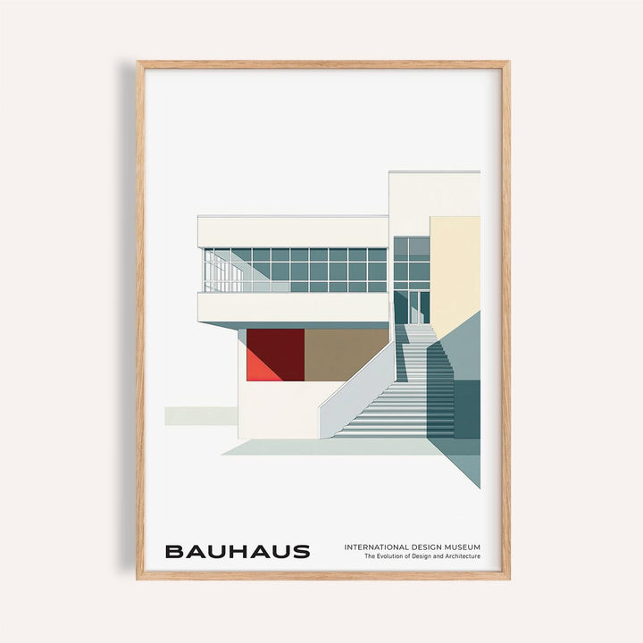 Framed Architecture Posters print of modern building stairs in minimalist Bauhaus style