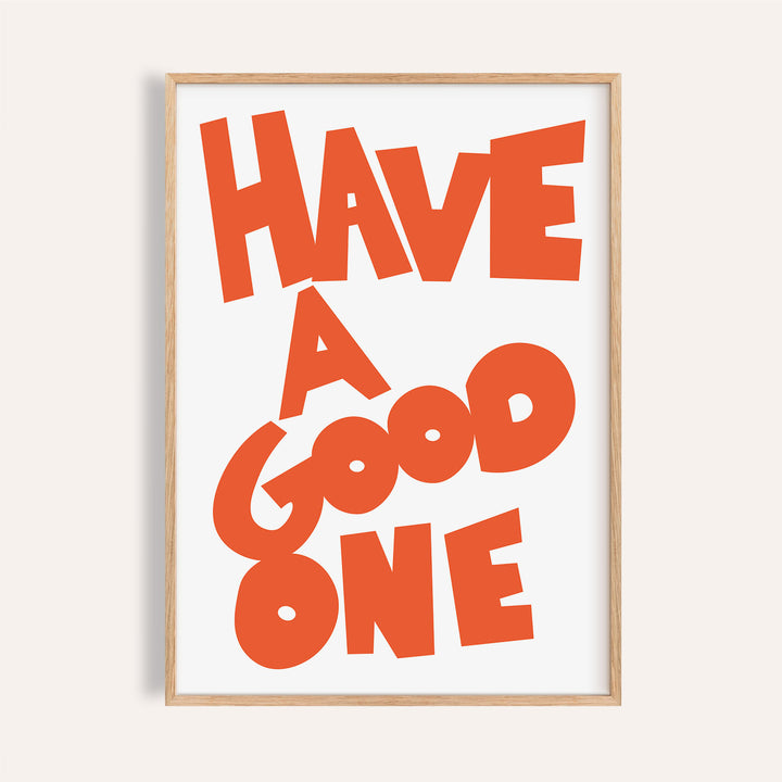 Wall Art Typography framed print with red letters on white background