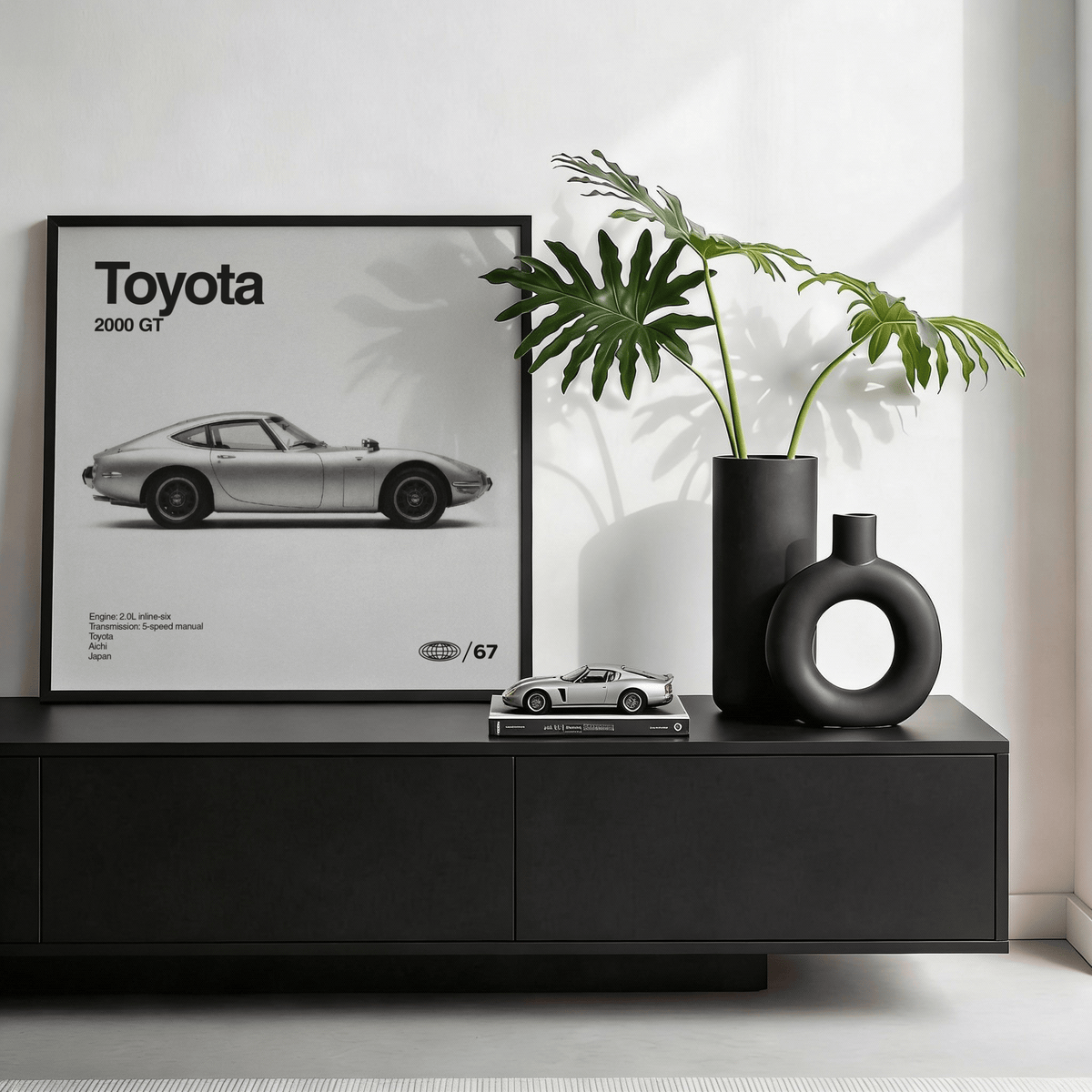 Classic Japanese Sports Car Poster showing a vintage sports coupe, ideal for hallway or corridor decoration