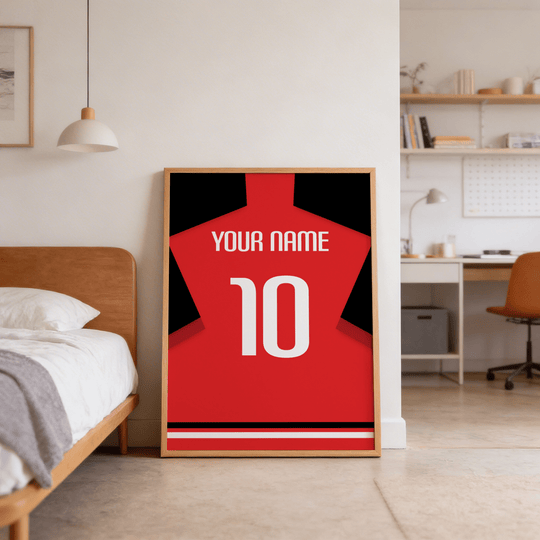 Custom Football Shirt – Plain Red with White Number