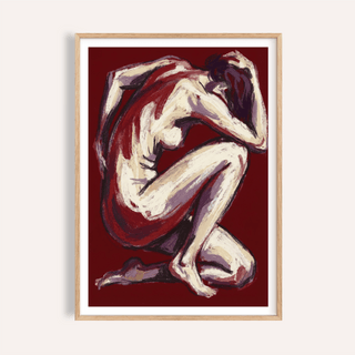 Reclining figure wall art print with bold gestural brushwork