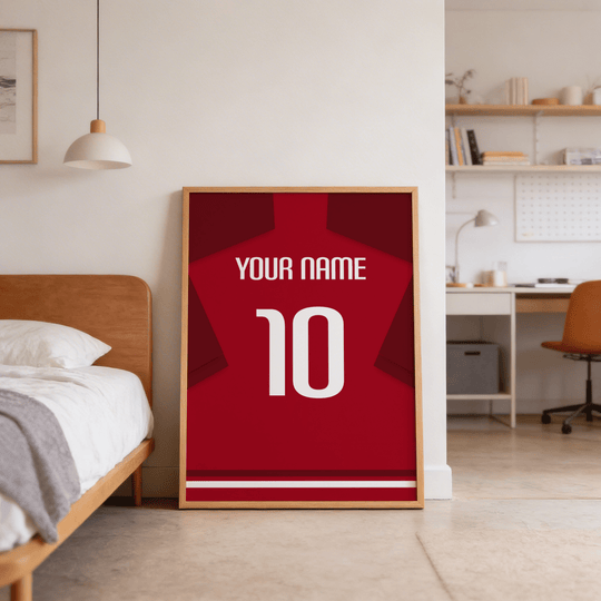 Custom Football Shirt – Red with Dark Red Sleeves