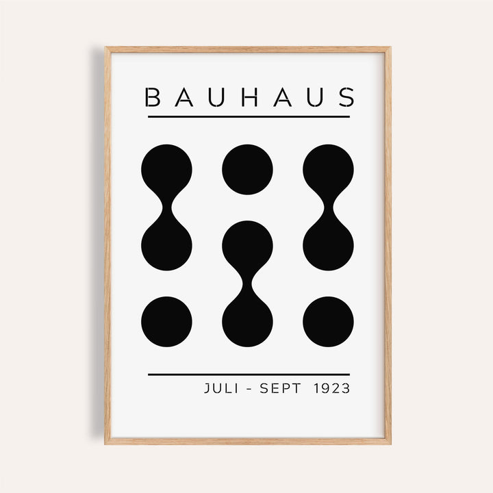 Black White Geometric Art framed print close-up with abstract black shapes in a minimalist style