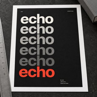 Close view of the black and cream word art print on smooth matte paper