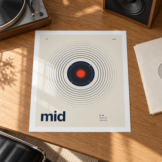Close view of the Swiss style mid speaker print on smooth matte paper