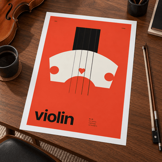 Close view of the Swiss style violin print on smooth matte paper