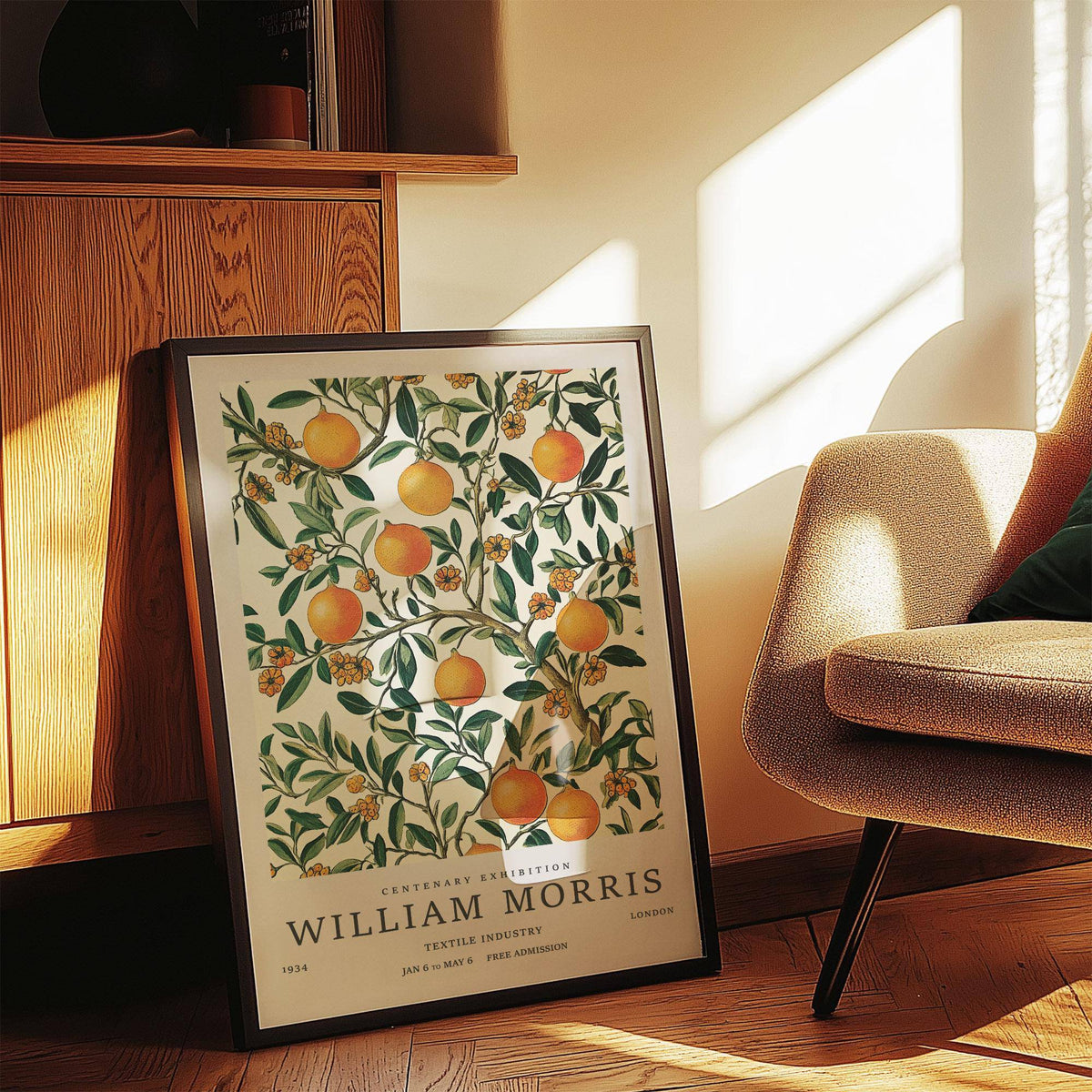 Citrus-themed large vintage posters with green foliage for farmhouse kitchens