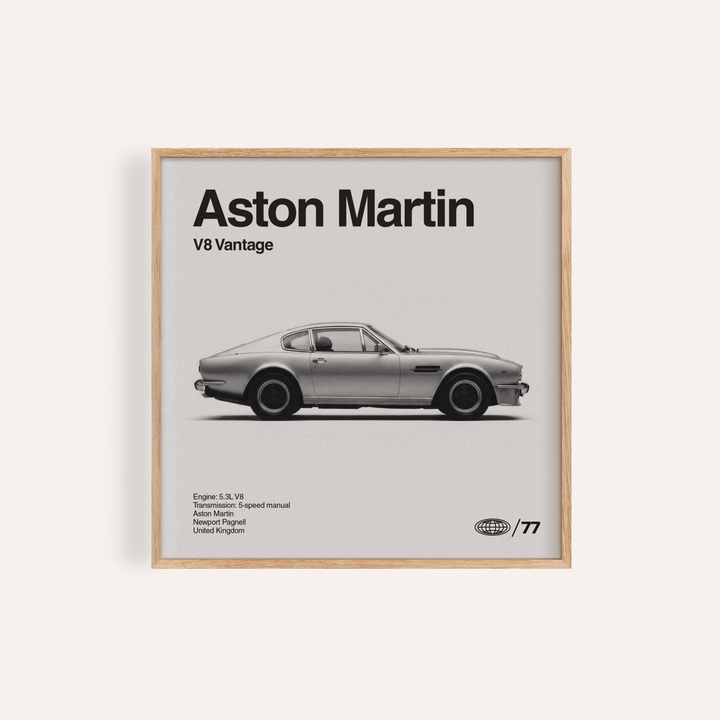 Classic British Muscle Coupe Poster in gray, black and white for living room wall art