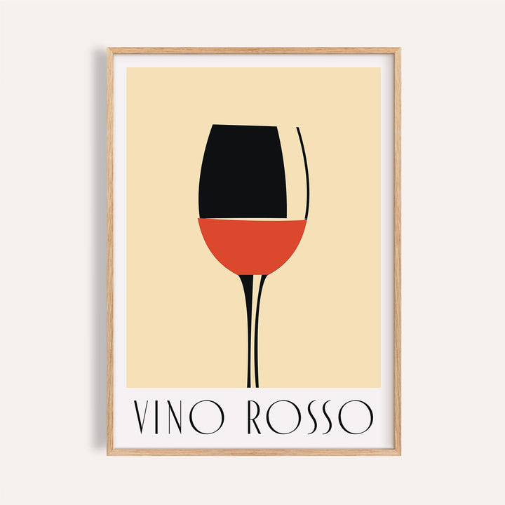 Modern Wine Wall Art close-up of minimalist red wine glass with beige background