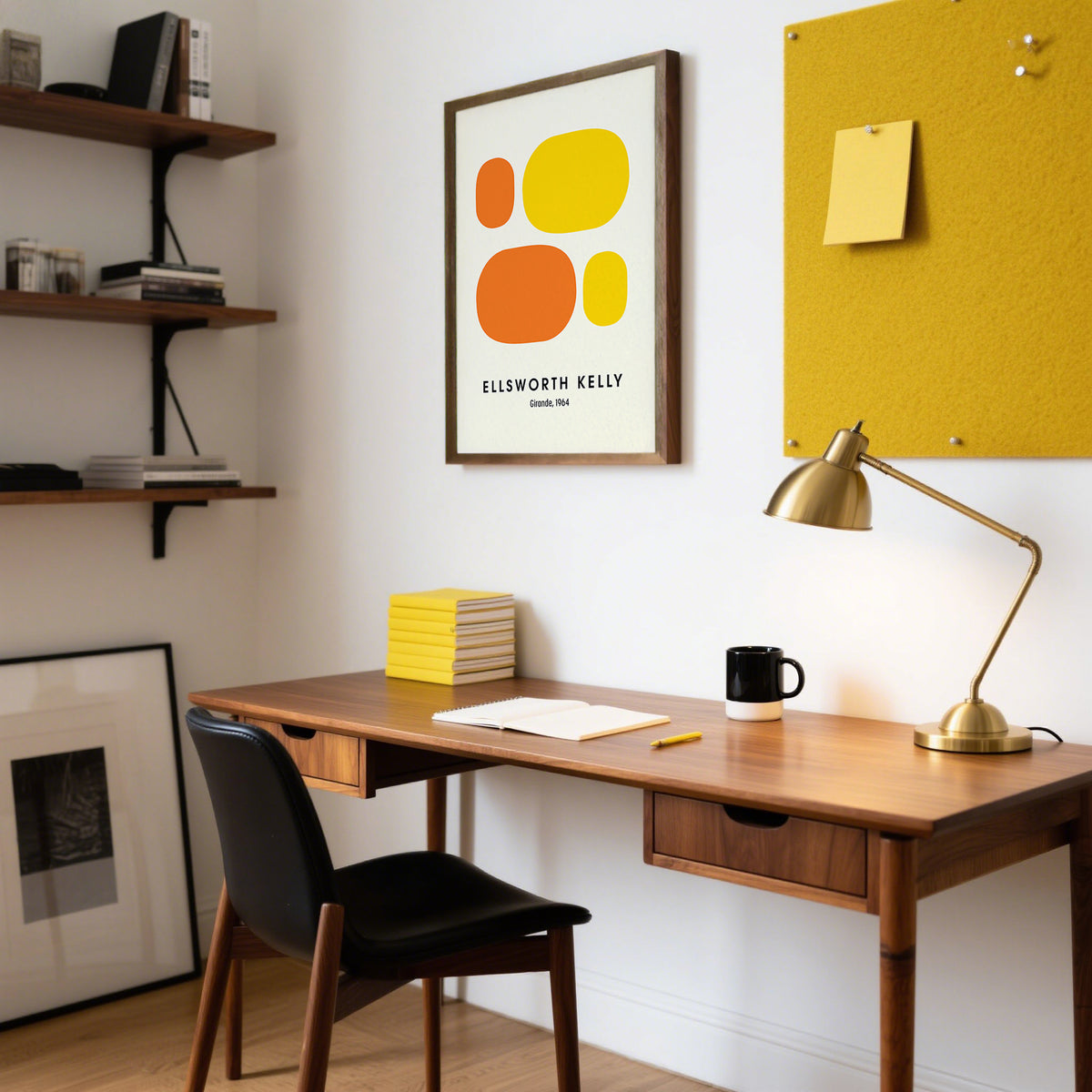 Abstract wall art with mid-century modern influence