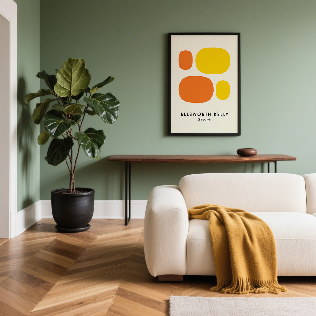 Modern Ellsworth Kelly Art for Living Room in orange and yellow
