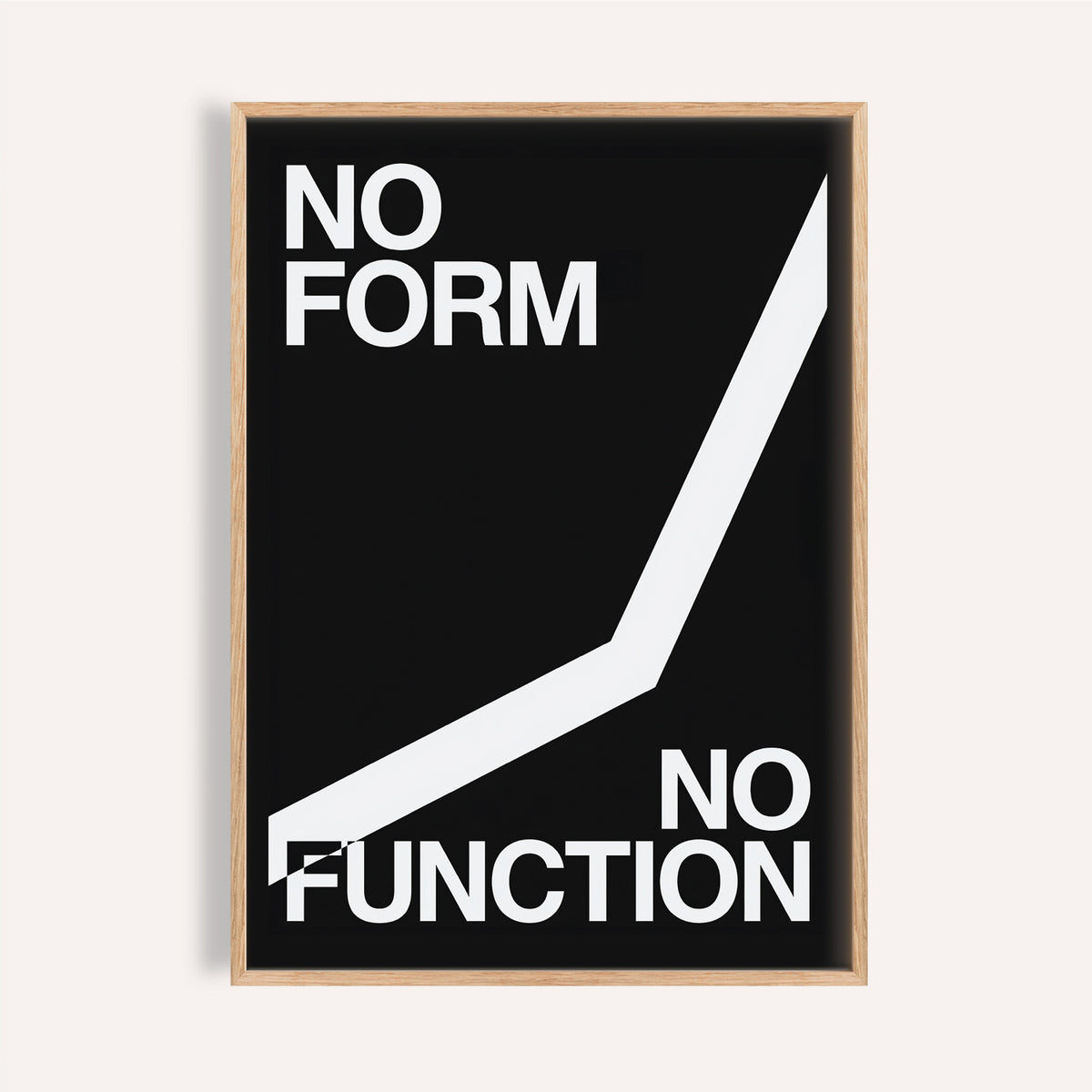 Framed close-up of Workout Room Wall Art with white text on black background and an angular white line