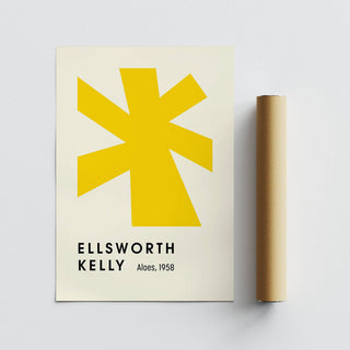 Large Minimalist Wall Art laid flat with a brown packaging tube on a pale surface