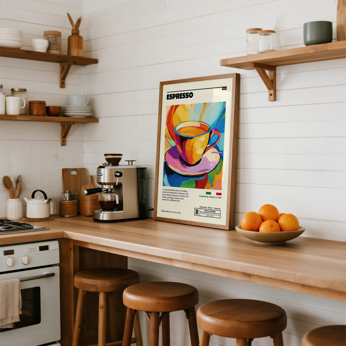 High-quality espresso poster print for kitchen decor