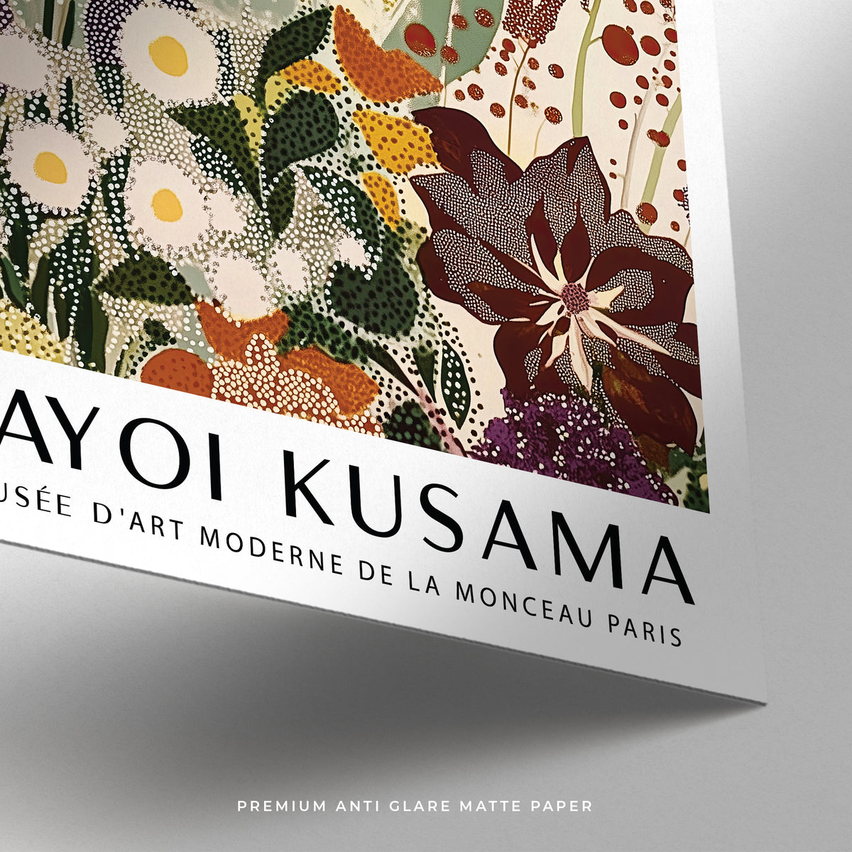 Abstract Floral Print close-up showing dotted floral details in earthy tones
