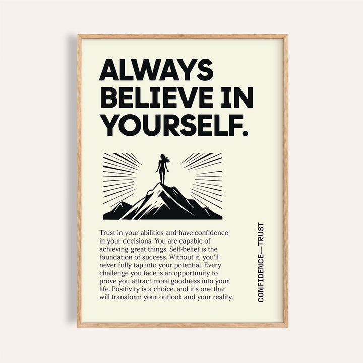 Believe in Yourself poster with motivational typography