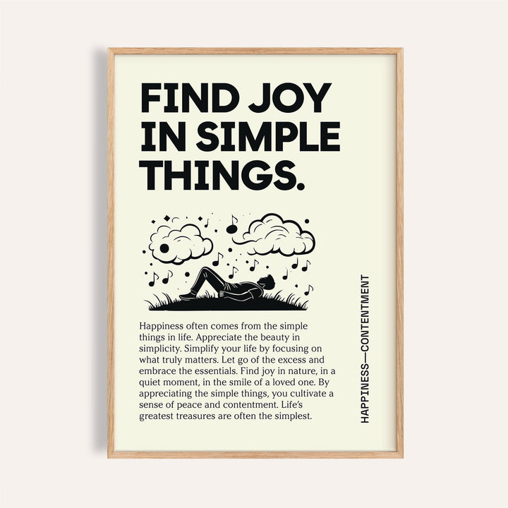 Framed inspirational art wall with silhouette of person lying on grass and black text on cream
