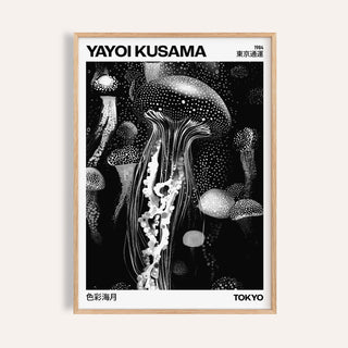 Framed Jellyfish Art illustration in black and white with polka dot jellyfish