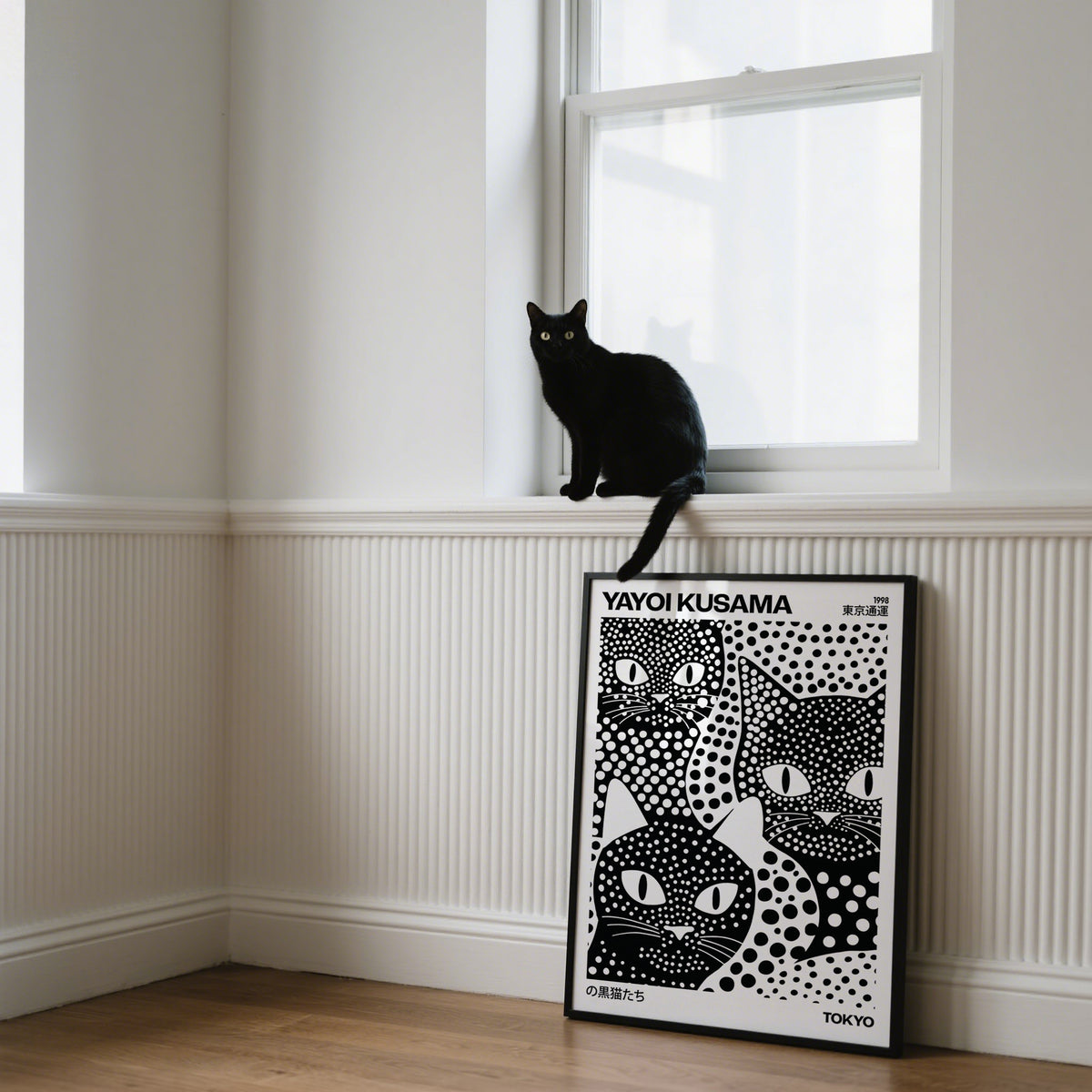 Black Cats Poster inspired by the polka dot works of Yayoi Kusama