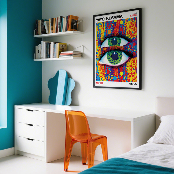 Japanese-inspired funky wall art showcasing Kusama’s iconic dots
