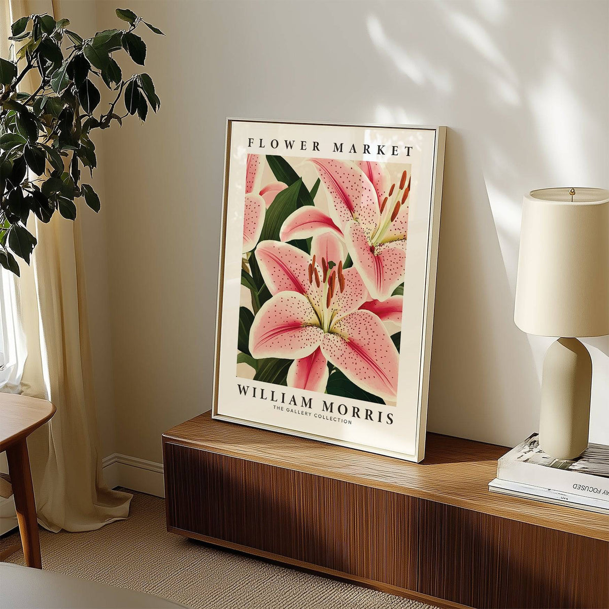 Botanical wall decor featuring lily flower painting art with elegance