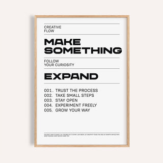 Quotes for Room Wall framed print with Make Something motivational text in black and white