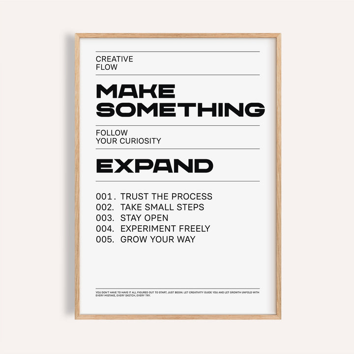 Quotes for Room Wall framed print with Make Something motivational text in black and white