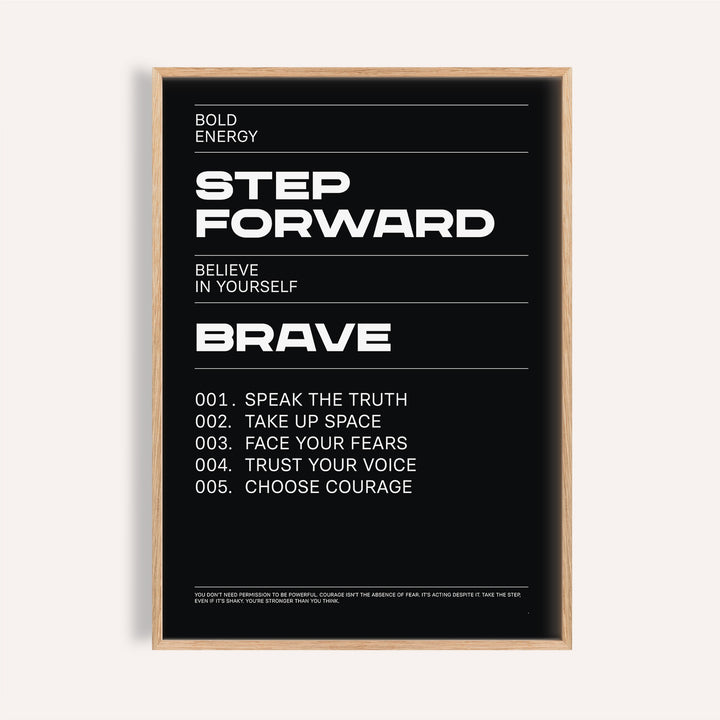 Framed Positive Affirmation Prints with bold white text on black background in a minimalist style