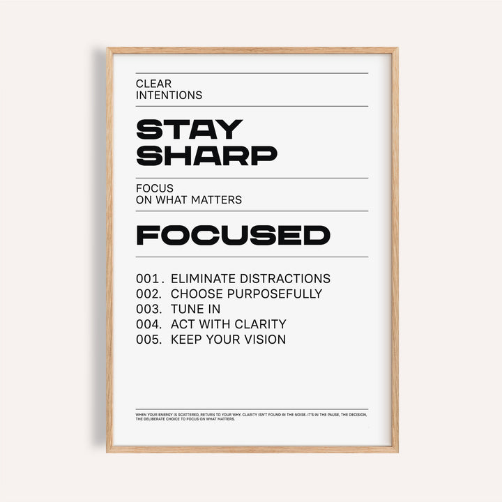 Office Posters Motivational framed print close-up with black text on white background