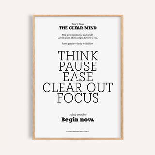 Framed print with Inspirational Quotes for Office Wall of black text on white background in a minimalist style
