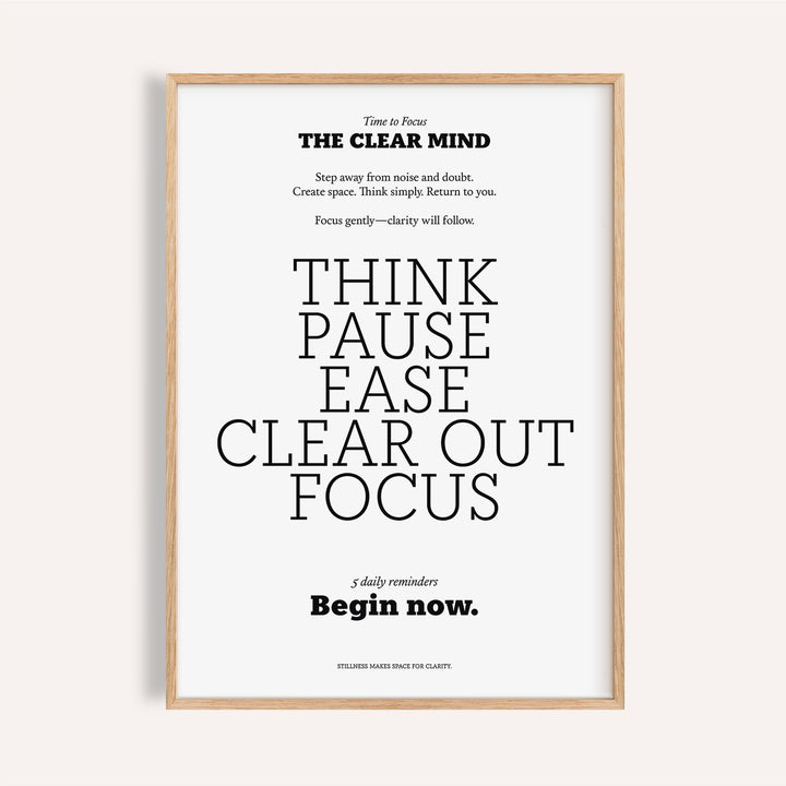 Framed print with Inspirational Quotes for Office Wall of black text on white background in a minimalist style