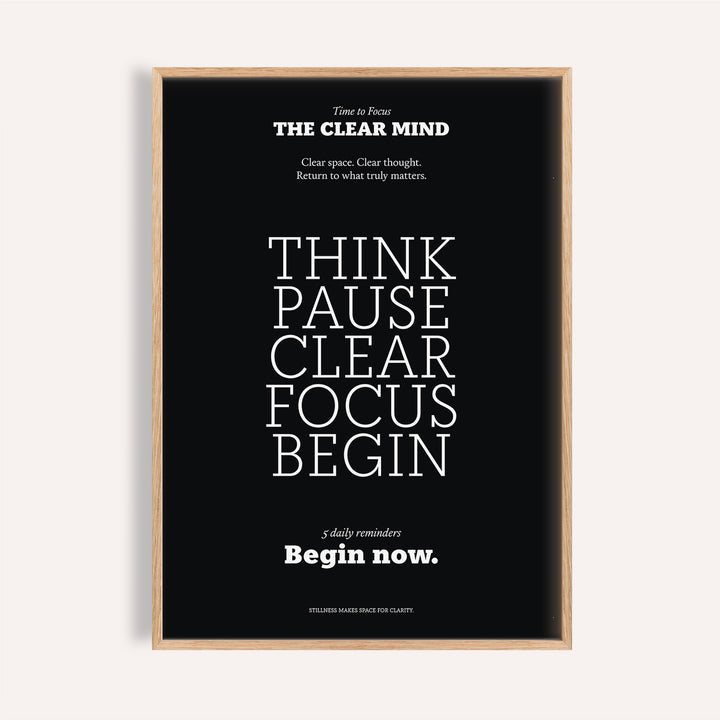 Motivational Quote Prints framed close-up with white text on black background in minimalist style
