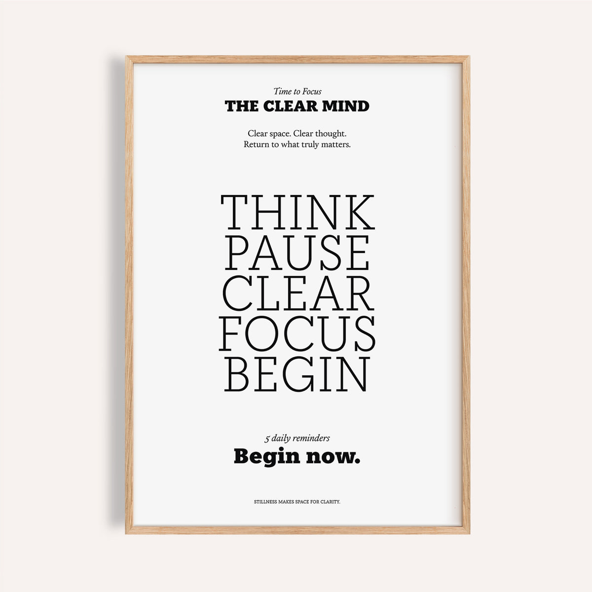 Motivational Art for the Office framed print with black text and a wooden frame