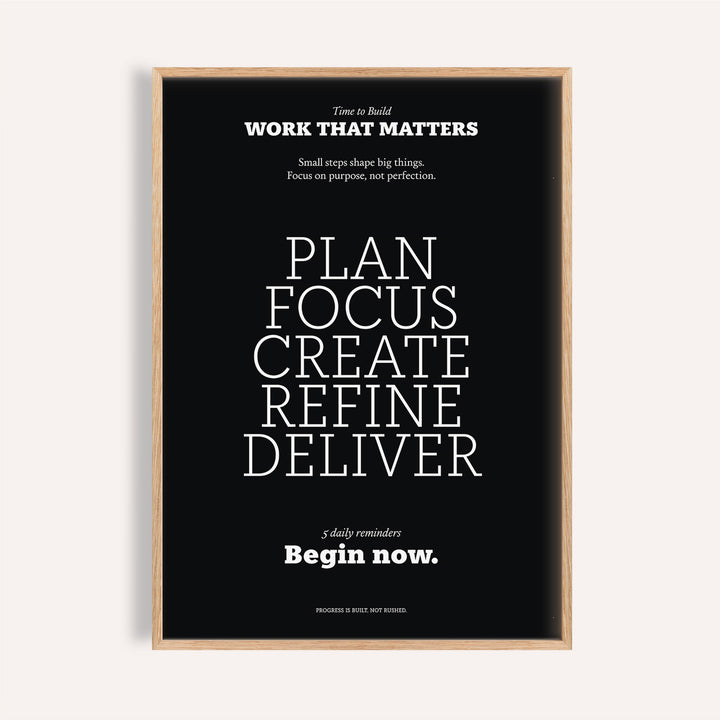 Framed black and white Inspiring Wall Decor with motivational text in minimalist style