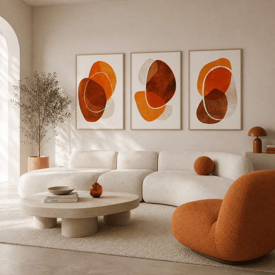 Ensemble abstrait orange brûlé