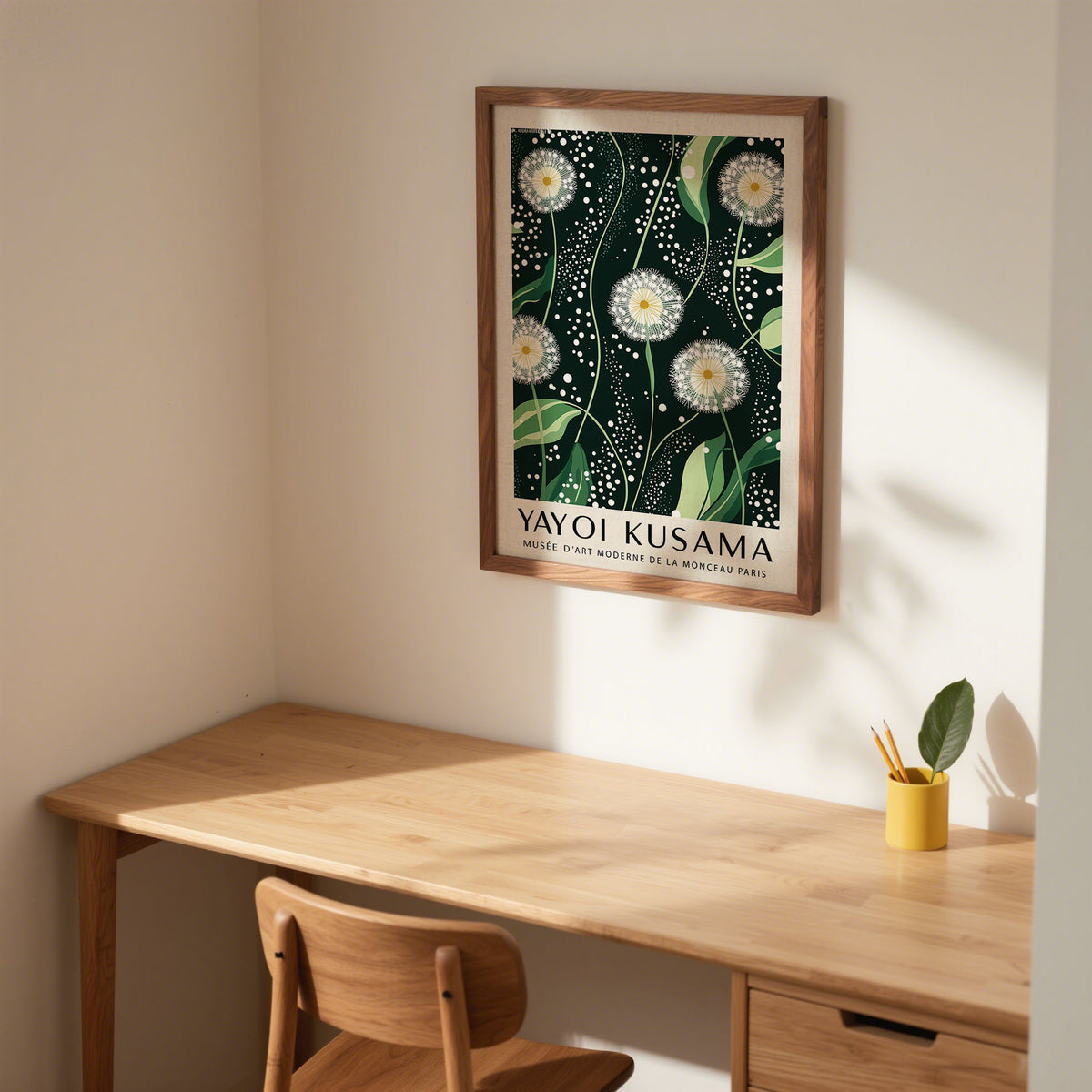Beautiful floral dark green wall art for home office