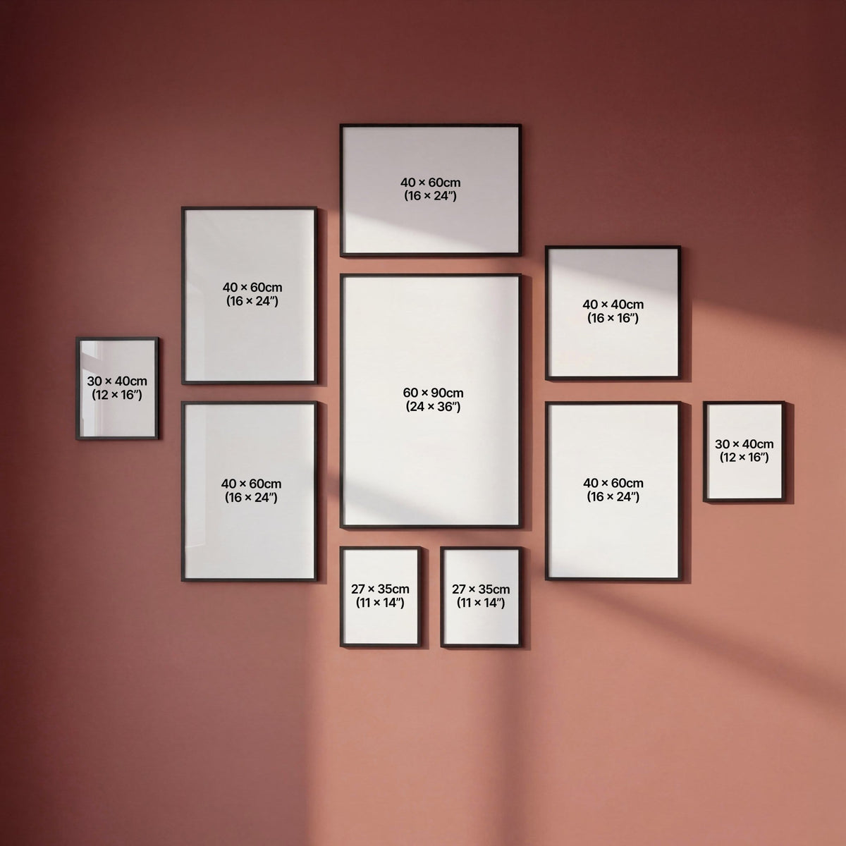 Wall Art Sets with measurements in both cm and inches