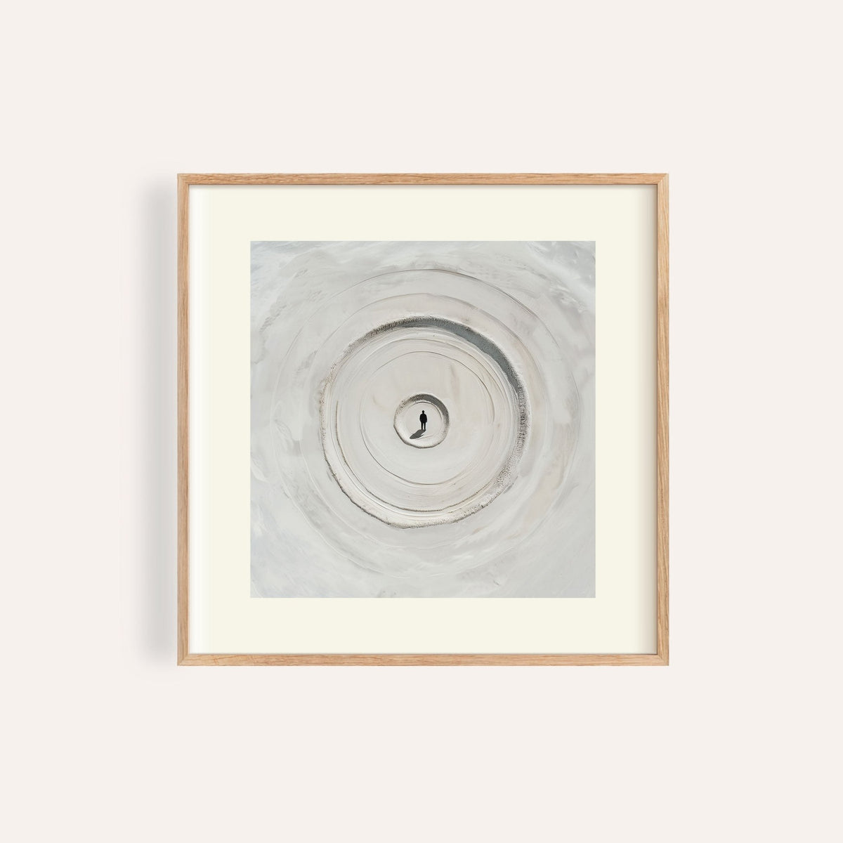 Surrealism Posters framed print of concentric sand circles in beige grey tones