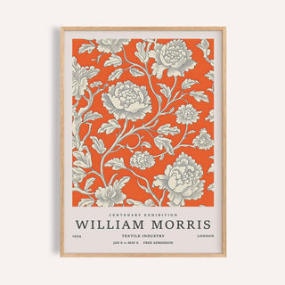 Framed vintage flower art with grey peony flowers on an orange background