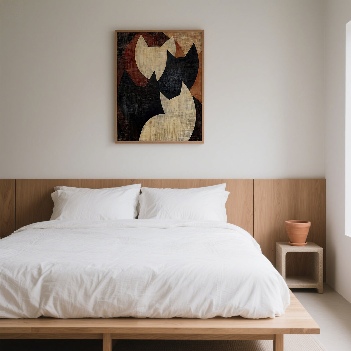 Large Abstract Cat Art for above bed in bedroom