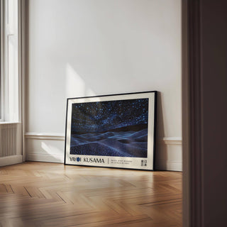 Night Sky wall art leaning on a wooden floor in natural light