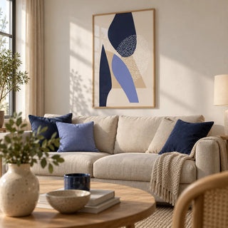 Abstract Art Poster, framed on the wall of a modern living room