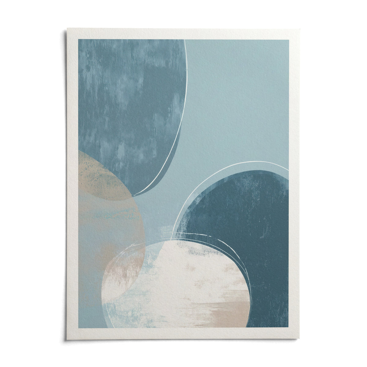 Abstract Blue Art Print, shown as an unframed paper print on a plain white background