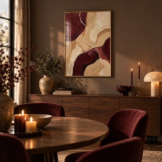 Astratto in tela bordeaux