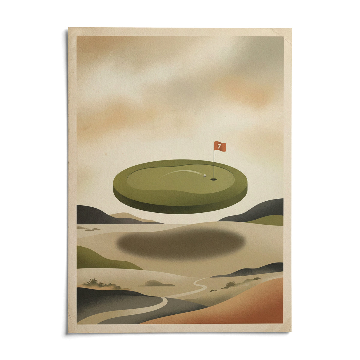 Abstract Golf Wall Art, shown as an unframed paper print on a plain white background