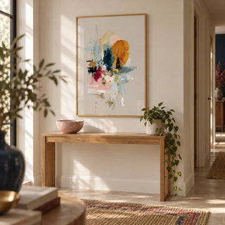 Abstract Wall Art, framed on the wall of a calm hallway