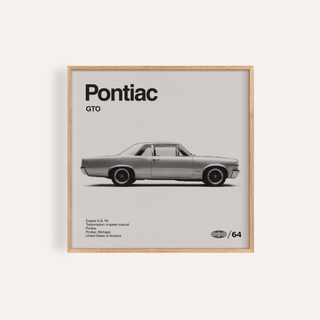 1960s Muscle Car Wall Art showing side view of classic car in grey and black for home office wall art