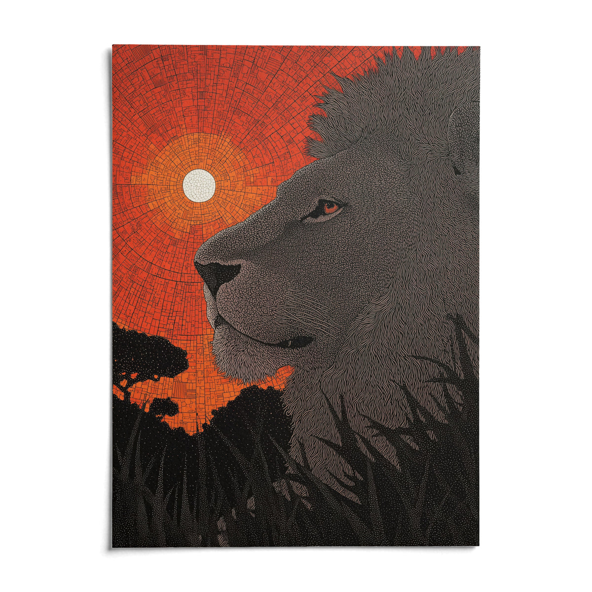 African Landscape Wall Art, shown as an unframed paper print on a plain white background