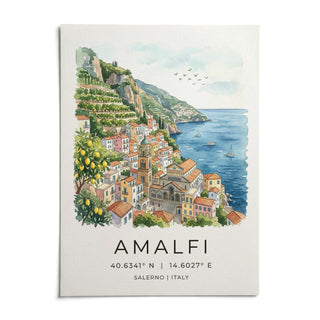 Amalfi Coast Wall Art, shown as an unframed paper print on a plain white background